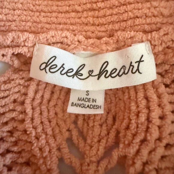 Derek Heart Peach Crochet Cardigan Women's S - Y2K Open Knit Sweater Layer Boho - Picture 5 of 12